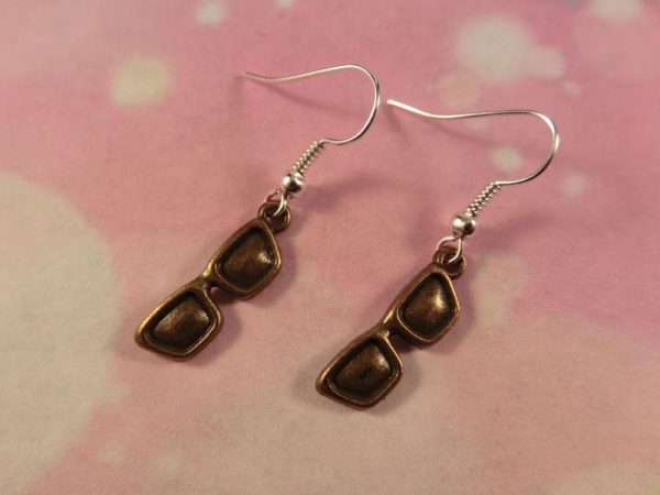 Brille Ohrringe Vintage bronzefarben Sonnenbrille